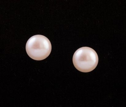 null Paire de Boutons d'oreilles en or blanc -18K, ornés de 2 perles de culture du...