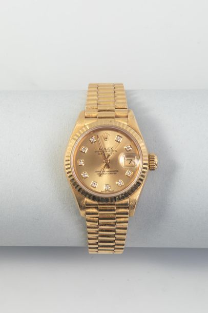 null ROLEX Oyster Perpetual DateJust Lady - Montre bracelet en or jaune 18K à boitier...