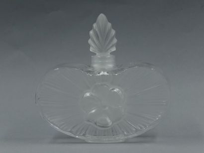 null LALIQUE FRANCE -Grand flacon en cristal incolore et satiné en forme de fleur...