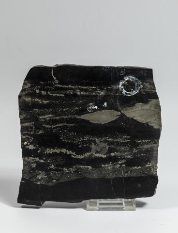null 2 plaques: jaspe pyrité, Allemagne, 17 x 16 cm. Œil de tigre, Australie, 16...