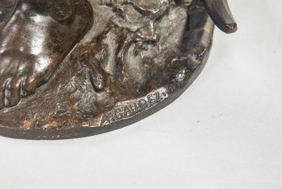 null Adrien GAUDEZ- ( 1845-1902) Le Cantonnier- Sculpture en bronze à patine médaille...