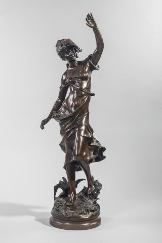null Auguste MOREAU -( 1834-1917) Le printemps - Sculpture en bronze à patine sombre...