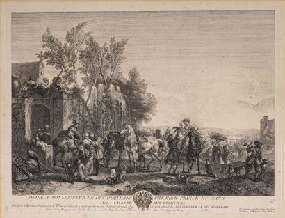 null La chasse aux Eperviers 
Gravure à l’eau forte par Jean MOYREAU (1690-1762)
D’après...