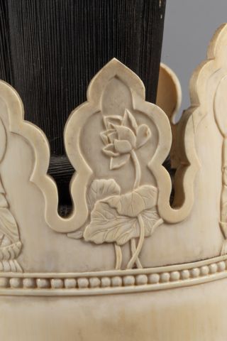 null INDOCHINE, années 30. Belle tête de Guan Yin en ivoire d'éléphant (elephantidae...