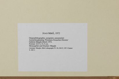 null Joan MIRO (1893-1983), Sans titre,1972, lithographie originale, non signée et...