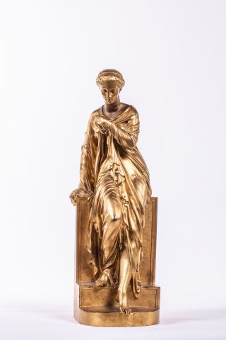 null Eugène Antoine AIZELIN (1821-1902) - Femme drapée à l'antique assise sur un...