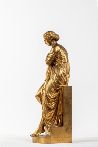 null Eugène Antoine AIZELIN (1821-1902) - Femme drapée à l'antique assise sur un...