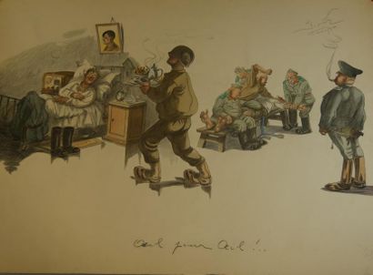 null SOCRATE (XXème siècle), Transport, 1944, crayons, signé et daté en haut à droite,...