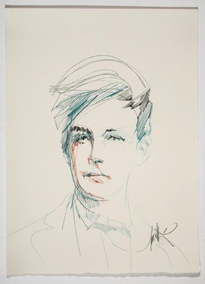 null Raymond MORETTI (1931-2005)- Portrait de Rimbaud - Reproduction - 65x48cm