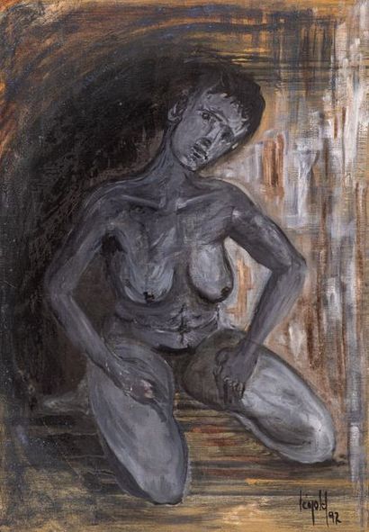 null LEOPOLD, Nu gris, 1992, huile sur toile, signée en bas à gauche, 93 x 65 cm...