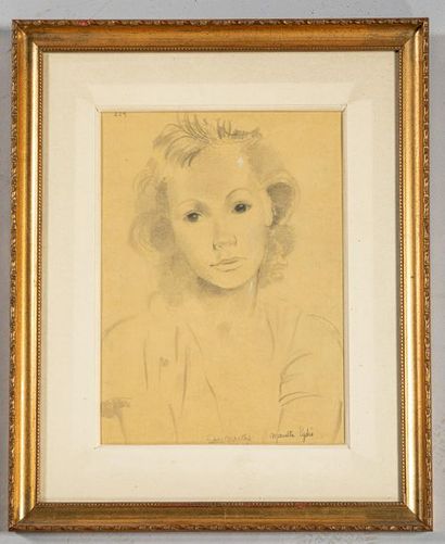 null Mariette LYDIS (1894-1970), Petite Marthe, crayon sur papier jaune, signé et...
