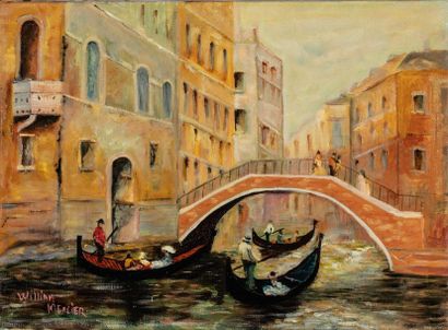 null William MERCIER (XX ème) Venise le Pont des soupirs Huile sur toile signée en...