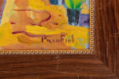 null PACO-FIOL (1939 ), Marché aux Fleurs à Paris, 1972, huile sur toile, signée...