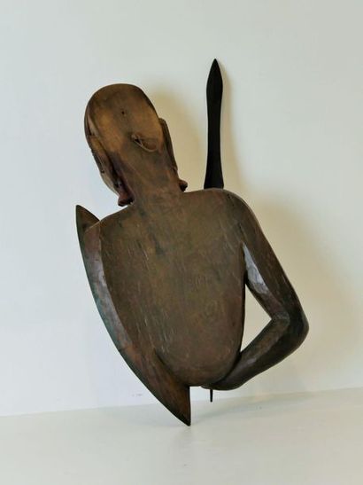 null Statue en bois sculpté - Afrique de l'Ouest - Haut.: 48 cm - Larg.: 28 cm.