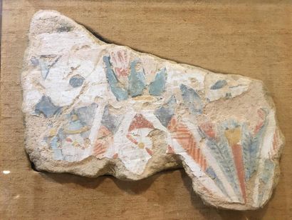 null Fragment de Mastaba polychrome, EGYPTE, Haut.: 20 cm - Larg.: 23,5 cm.