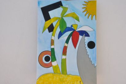 FOURNIER Jean Claude "Les Palmiers" Acrylique sur toile 80 x 155 cm signée.

Frais...