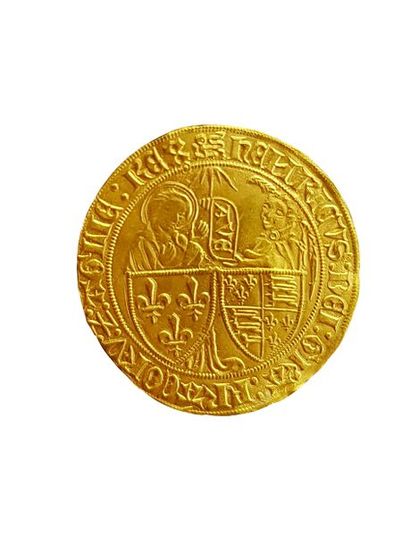 null HENRI VI (1422-1453) Roi de France et d'Angleterre, salut d’or, Rouen.
Av. Devant...