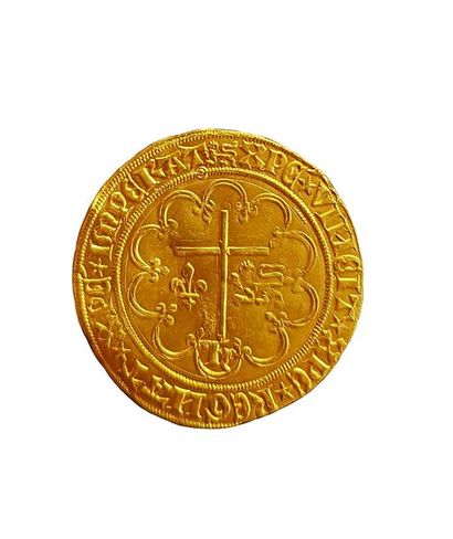 null HENRI VI (1422-1453) Roi de France et d'Angleterre, salut d’or, Rouen.
Av. Devant...