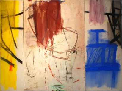 FRYDMAN Monique "Triptyque austral" 141 x 195 cm, Pastels pigments et liant sur toile...