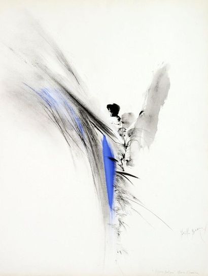 BERRARD Mireille (1930-2005) "Oiseaux exotiques" Acrylique encre de Chine et pastel...