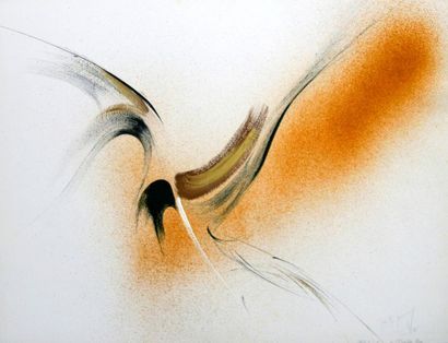 BERRARD Mireille "Midi le juste ou l'équilibre blanc" 1975 Acrylique, pastels, encre...