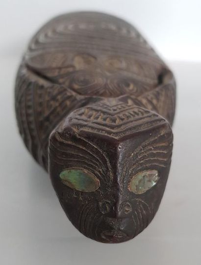 Boîte à trésors et à plumes Maori waka huia - Nouvelle Zélande 
19th century treasure...