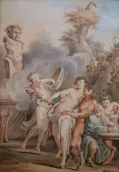Jacques Philippe CARESME (1734-1796) " Pan and Bacchante Offering "
Two watercolors...