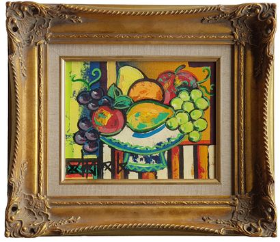 CHAPELLE Dominique (1941) "Fruits of season" Oil on canvas 19 x 24 cm framed 33 x...