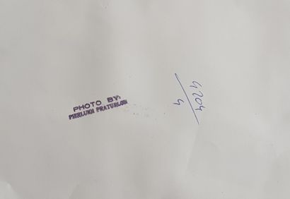 PRATURLON Pierluigi (1924-1999) "费德里科-费里尼和马塞洛-马斯特罗安尼"时期银色印刷品24×30厘米背面邮票：Pierluigi...