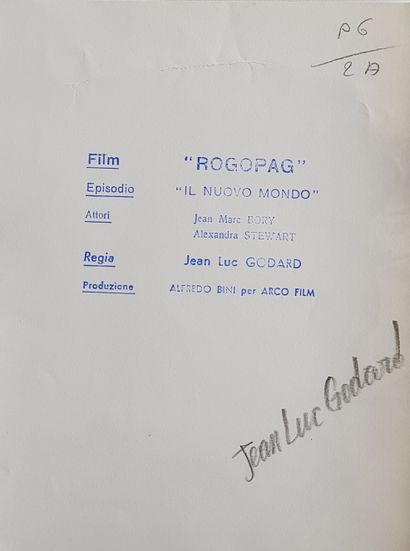 NOVI Angelo (1930-1997) "Jean-Luc Godard"1962年的银质照片印刷品，18×24厘米的邮票背面印有Jean-Luc Godard执导、Alexandra...
