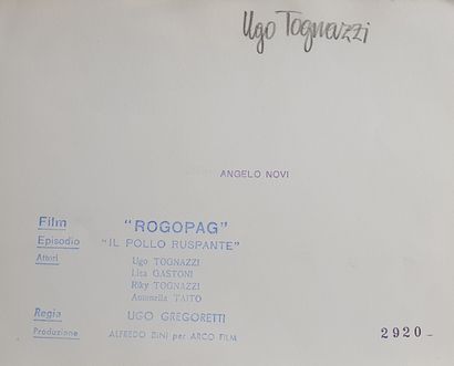 NOVI Angelo (1930-1997) "Ugo Tognazzi"1962年的银质照片印刷品，18 x 24厘米，背面印有Angelo Novi和Ugo...