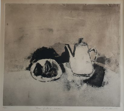 ANTONINI Annapia (1942) "Nature morte" Gravure 34 x 39 cm encadrée 53 x 59 cm signée...