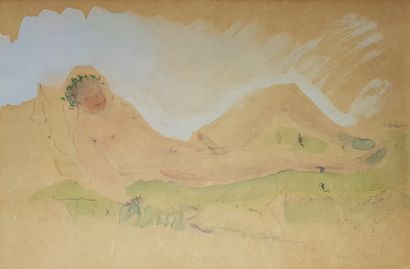 Filippo DE PISIS (1896-1956) 
Adolescent exhibant son sexe en érection
 Aquarelle...