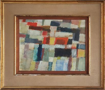 Jacques GERMAIN (1915-2001) 
Composition
 Huile, 36 x 46 cm (cadre 60 x 70 cm cadre)...