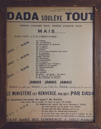 DADA SOULÈVE TOUT 
Tract manifeste, Paris au Sans Pareil le 12 janvier 1921, édition...