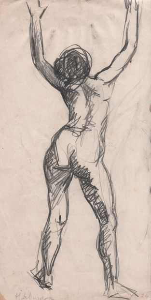 LEBASQUE Henri (1865-1937) "Femme nue" Dessin à la mine de plomb 27,5 x 14 cm signé...