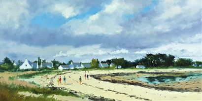 DAOUDAL José "Penvins的小海滩" 油画，25 x 50厘米，已签名。



免费运送到所有国家。



"Penvins的小海滩.板上油画25...