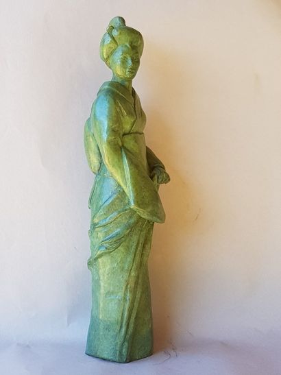 FAURE/WISMAN France "Geisha" Sculpture Bronze Fondeur ESFF de Lyon 1/8 Hauteur :...