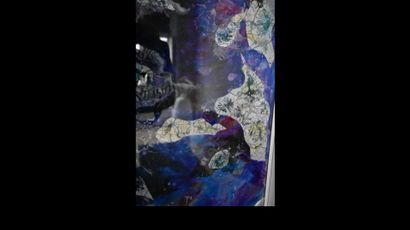 NIKA "Triptyque" Acrylique, métal, verre et résine sur verre 210 x 100 cm signé et...