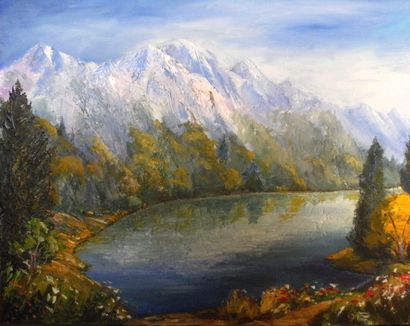 PONS David "Massif de La Vanoise" 阿尔卑斯山（法国） 布面油画 92 x 73 cm 已签名。 
 
为欧洲共同体提供的交通费用，包括瑞士。...