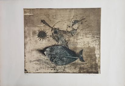 FRIEDLAENDER Johnny (1912-1992) "鱼" 纸上蚀刻和水印，右下角有石墨签名，38 x 56 cm，所有边距，左下角有编号IV/LX。



"鱼"...