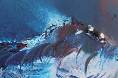 RAYNAL-DELCOL Isabelle "Colère océane" Acrylique sur toile 41 x 33 cm légère incrustation...