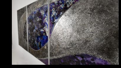 NIKA "Triptyque" Acrylique, métal, verre et résine sur verre 210 x 100 cm signé et...