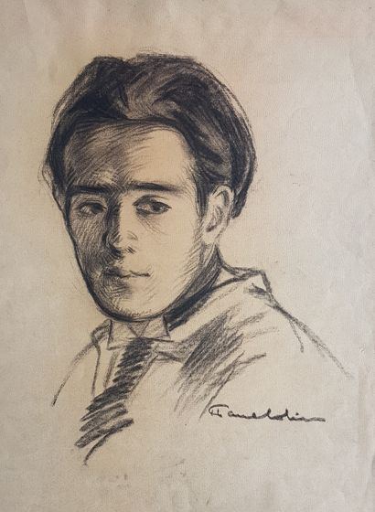 COLIN Paul (1892-1985) "一个人的肖像" 炭笔画 57 x 43 cm 左下角有签名。 
 
"一个人的肖像" 炭笔画 57 x 43 cm...