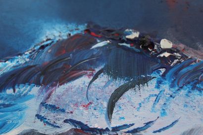 RAYNAL-DELCOL Isabelle "Colère océane" Acrylique sur toile 41 x 33 cm légère incrustation...