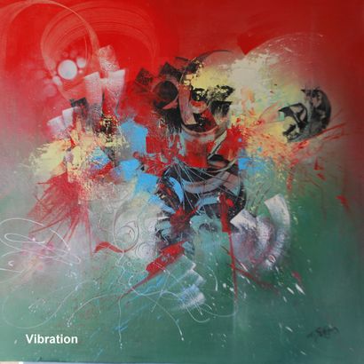 RODRIGUEZ Dany Charlotte "Vibration" Acrylique sur toile 
80 x 80 cm signée en bas...