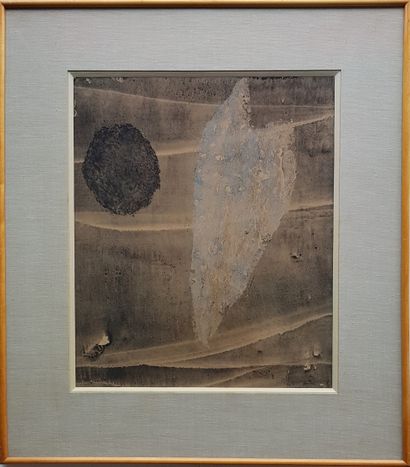 BENTIN Louise (1903-1998) "Composition" Aquarelle, 44 x 36 cm et encadrée 67 x 57...