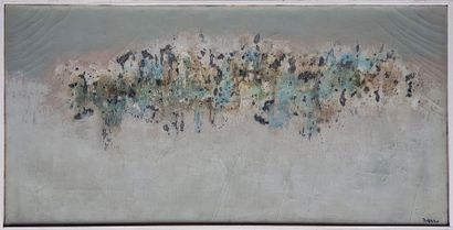 ZAZZI Jean-Marie (né en 1936) " Composition " Huile sur toile 40 x 80 cm (avec cadre...