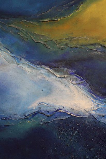 RAYNAL-DELCOL Isabelle Série "Terres de ciel". Acrylique sur toile sable, mastic...