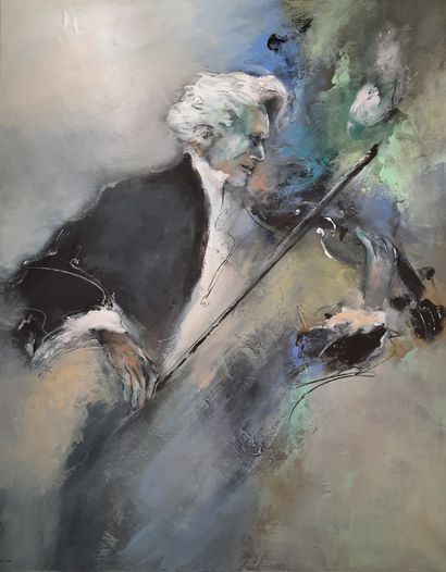 CAREL Jean-Lou "Concerto vertueux en ré mineur" 
Peinture acrylique sur toile 92...
